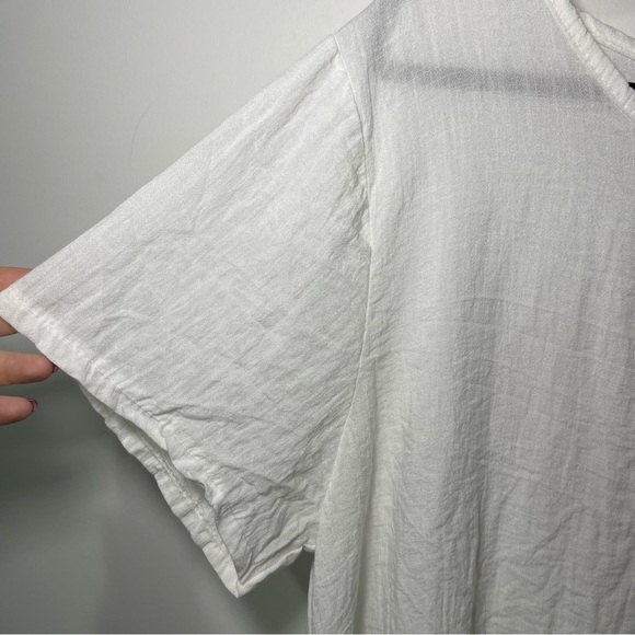 M Made in Italy White Linen Blend Asymmetrical Tunic Top Boho Minimalist size XL - Picture 5 of 9